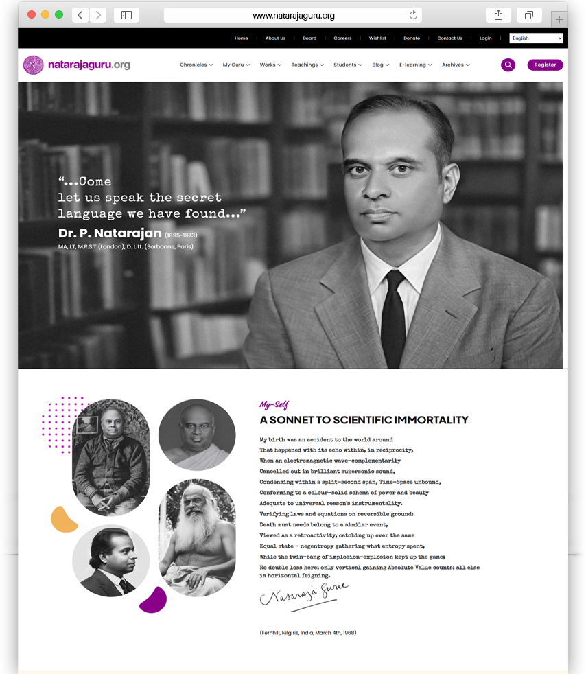 Nataraja Guru website